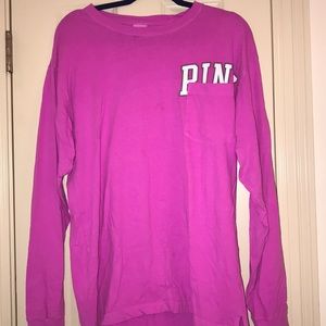 long sleeve PINK pocket t shirt